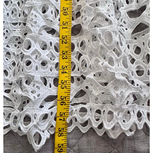 Boston Proper New White Lace Tiered Maxi Dress Large Flower Applicates - Picture 8 of 8